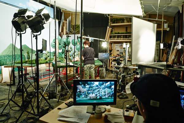 Animator Hirokazu Minegishi in the studio 