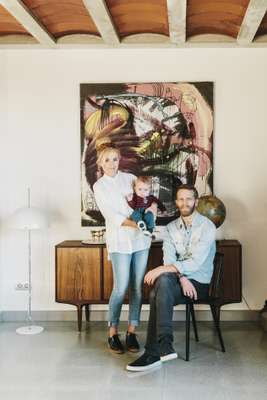 Sara Salas, Martin Noaksson and their son Olof at home