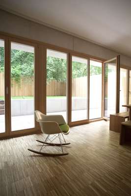 Wood-framed windows allow lots of light 
