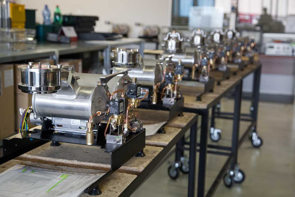 Assembly line of GS/3 coffee machines