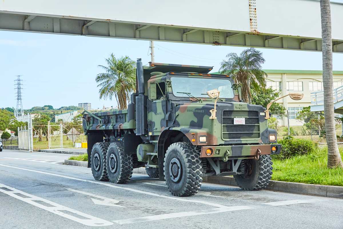 A daily scene around the US military bases in Okinawa