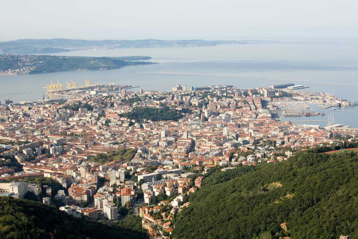 View of Trieste, with commercial port at top left