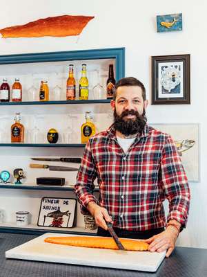 Cédric Duplessis at his smoked-fish épicerie