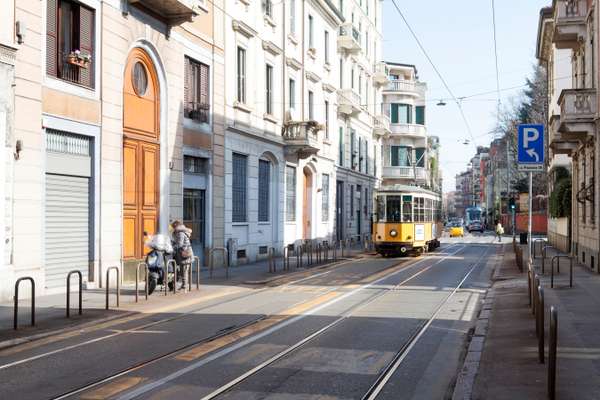 Milanese tram in the Porta Venezia district