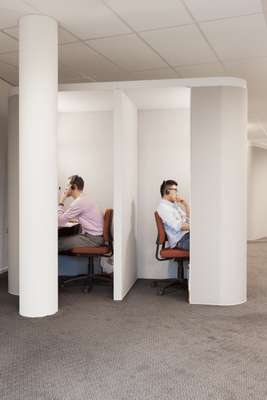 Students using audio study booths 