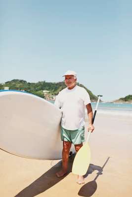 Paddle boarding on La Concha Beach 