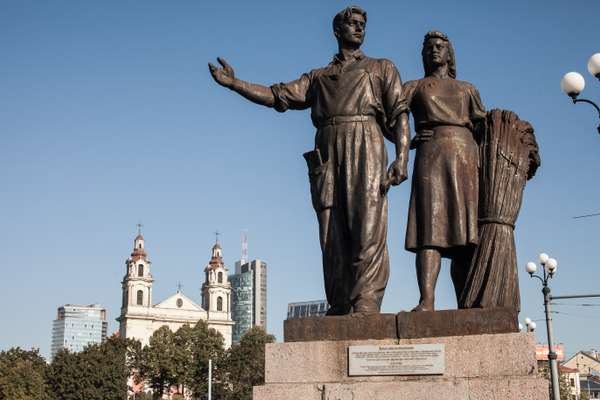 Soviet statues, Green Bridge, Vilnius, Lithuania
