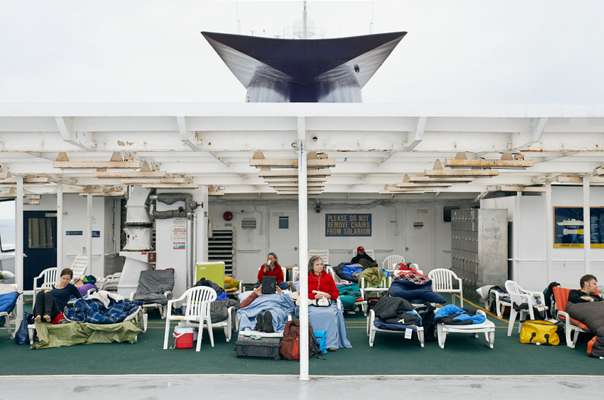 Passengers camp out in the solarium