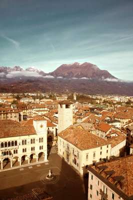 View of Belluno with Dolomites in the background