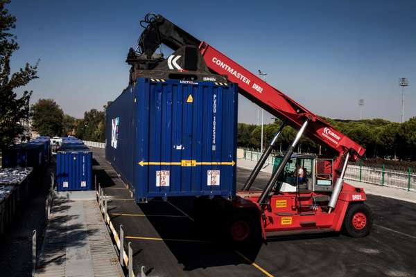A container being prepared for export