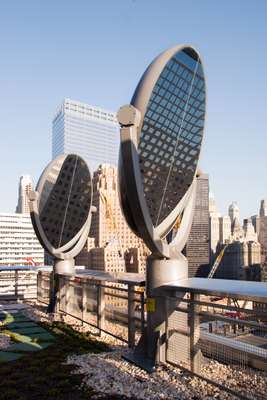 Heliports on the roof of the green residential Verdesian Building in New York