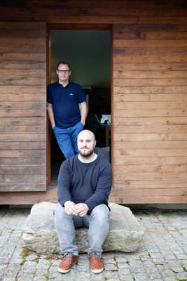 Jean Louis Iratzoki (rear) and Ander Lizaso at their countryside studio