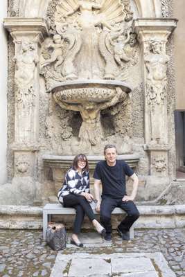 Jeff and Jeannette Wall in the courtyard
