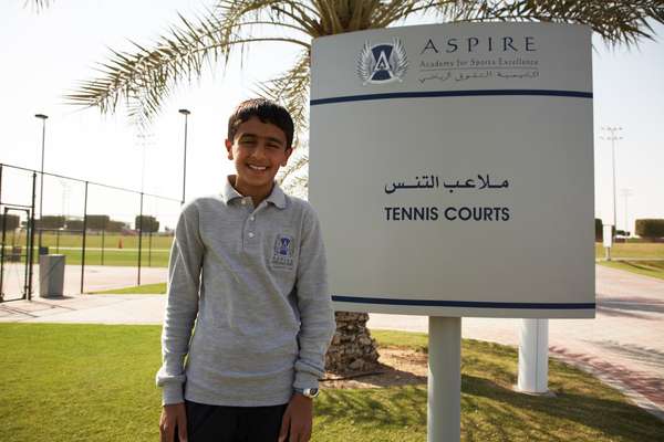**Name:** Mohammed Nasser Khinji, 13. Khinji, a Qatari, wants to be a professional tennis player. He has travelled to Spain, France and Tunisia with Aspire.