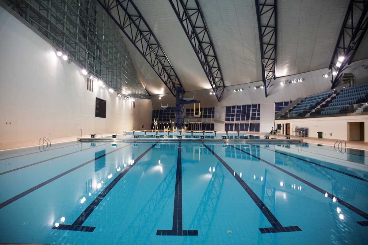 Aspire’s indoor pool which is currently closed while the windows are blacked out so that women can use it