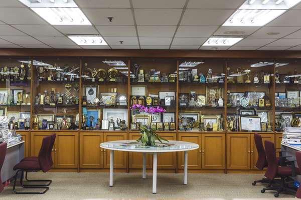 Awards collection in the ‘Kompas’ newsroom