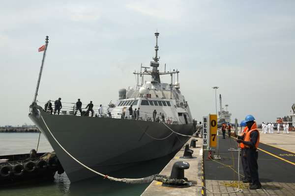 The ‘Freedom’ docks at Changi Naval Base