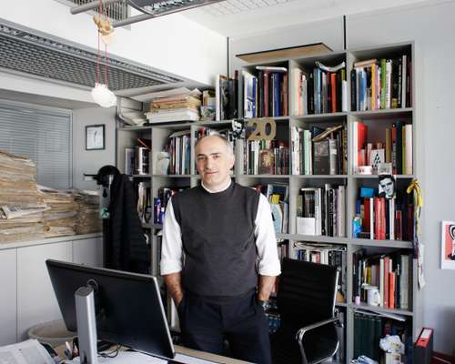 Art director Angelo Rinaldi in his office