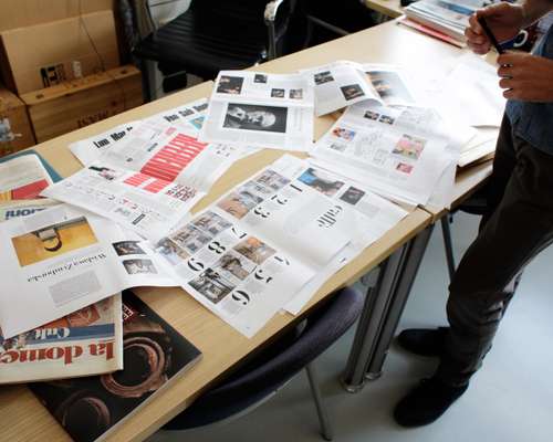 Work table with mock-ups of ‘Robinson'
