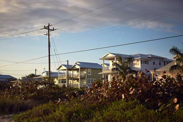 Row of homes facing the water on  Anna Maria Island