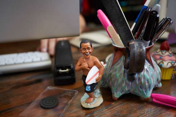 Obama ready to hit the surf –  on Joy’s desk