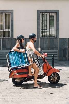 Beach-bound couple