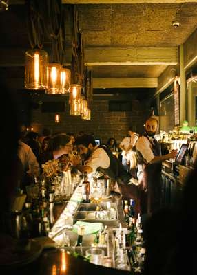 You’ll need to get in close if  you want the barman to hear your order on a Friday night  in busy Mar Mikhael 