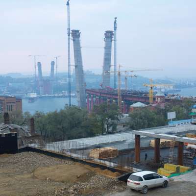 Bridge under construction linking the two sides of Vladivostok harbour