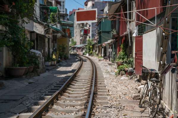 French-built railway line runs at street level 