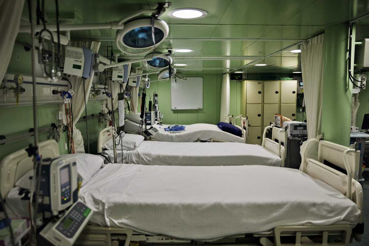 Some of the 40 beds that fill the ship's hospital facility