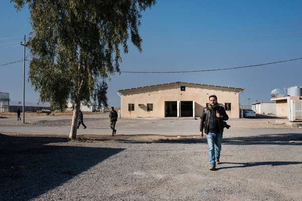 Reporters at a Peshmerga base