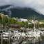 Houses on the hill above Ketchikan’s boat harbour
