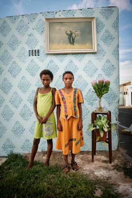 Posing for a portrait in Woodstock, Cape Town