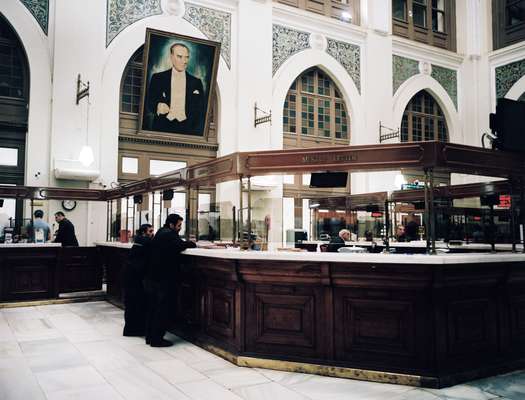 Post office in Sirkeci, complete with a portrait of Ataturk in a smoking jacket