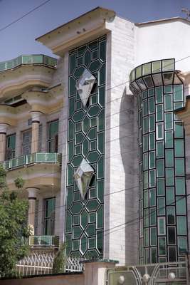 Huge glass diamonds are a popular exterior adornment on Herat houses