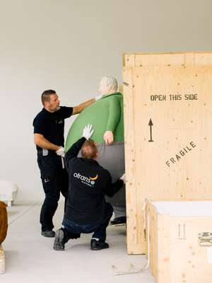 Putting a Wurm sculpture inside a shipping box