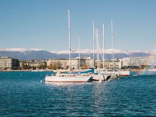 Sailboats on Lake Geneva