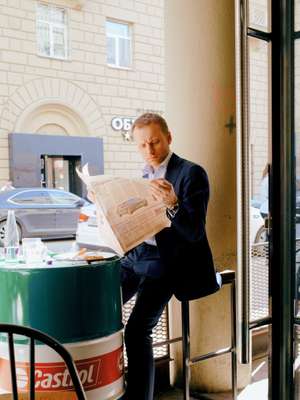 Office worker during business lunch