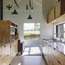 Plywood kitchen complements the exterior style