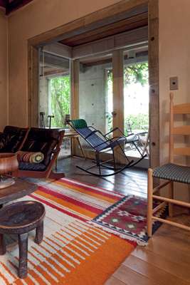 Living room with Mexican rug