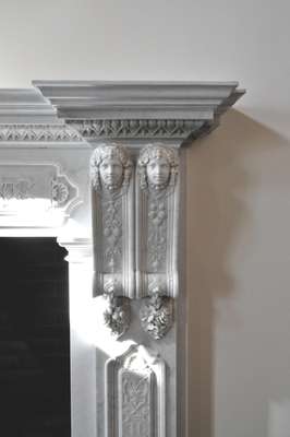 Detail from the original fireplace in side lobby leading to the bar area