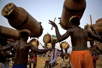 Drummers rehearse on the outskirts of Bujumbura