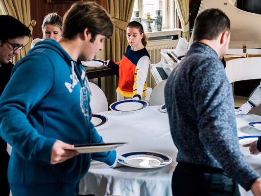 Students enjoying a round-table