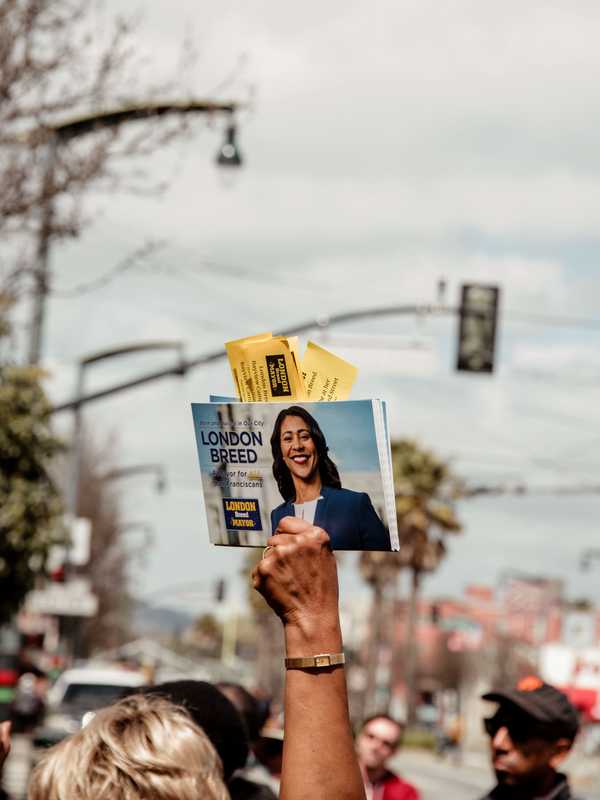 A ballot cast for London Breed 