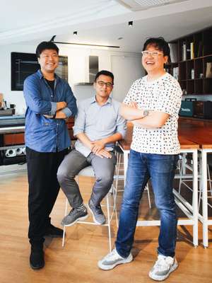 Founders (l-r) Park Jung-hyun, Noh Kyung-rok and Lee Sang-muk