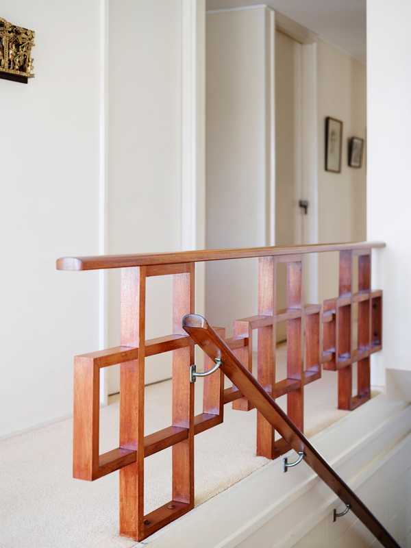 Rich-maple banister in Betty Hobson’s residence