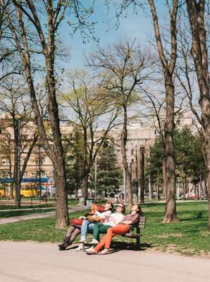 Relaxing at Tasmajdan Park in the Vracar neighbourhood of Belgrade