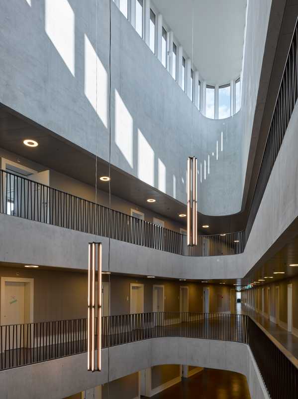 Natural light floods the five-storey space
