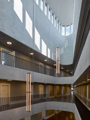 Natural light floods the five-storey space