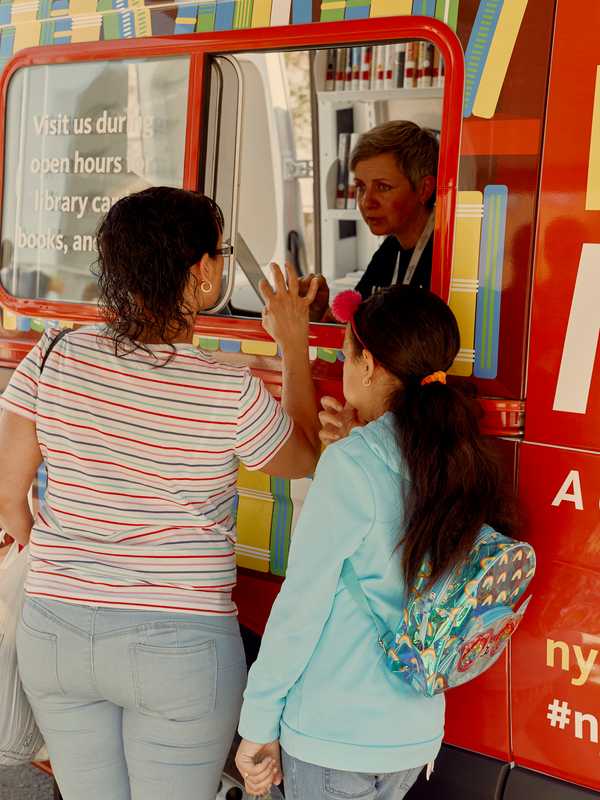 Checking out at the Bookmobile